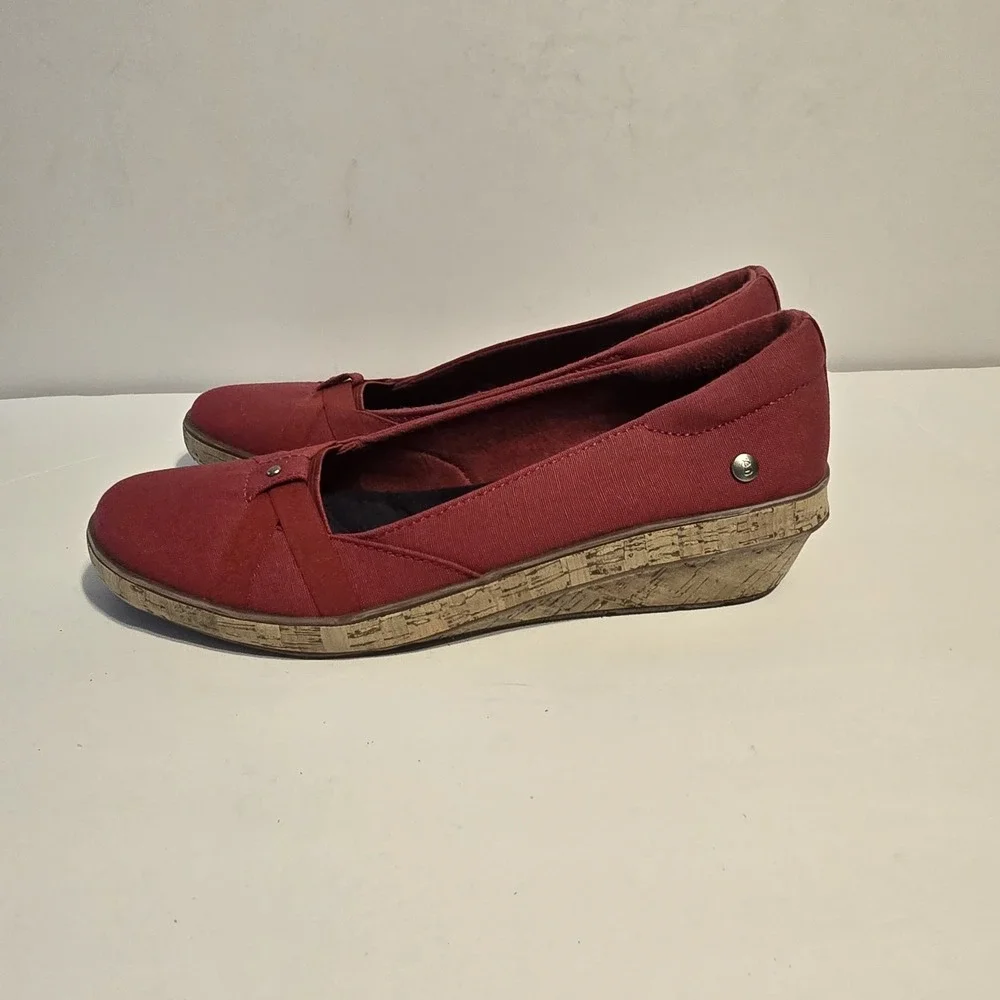 Grasshoppers by Keds‎ EF62976 Red Canvas Cork Wrap Wedge Pumps Womens 7